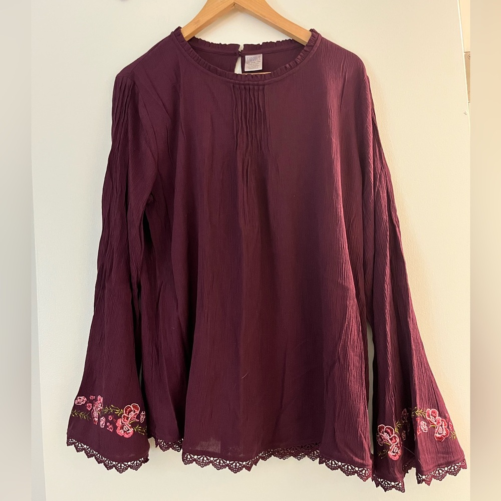 Embroidered Plum Blouse